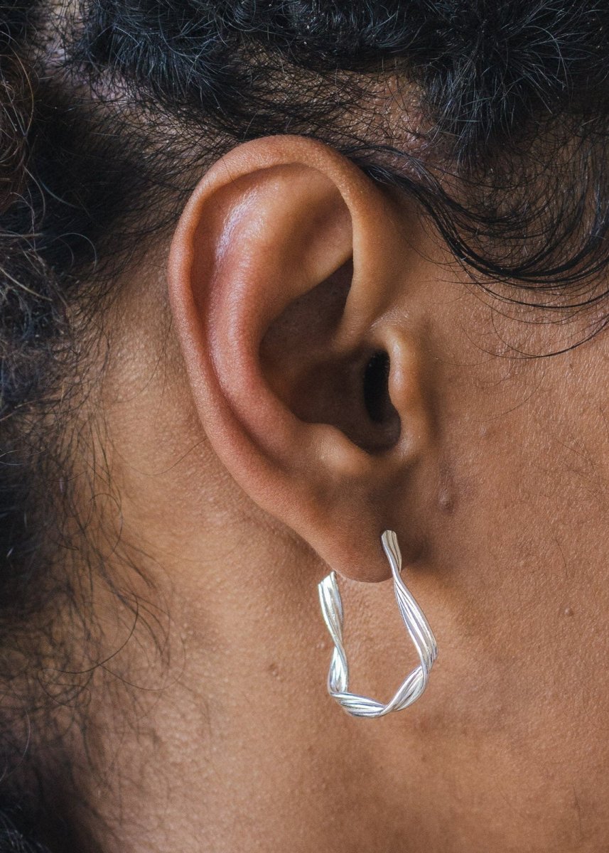 Boucles d'Oreilles Grands Hoops Filé Argent Sarah Bijoux - Ex-voto