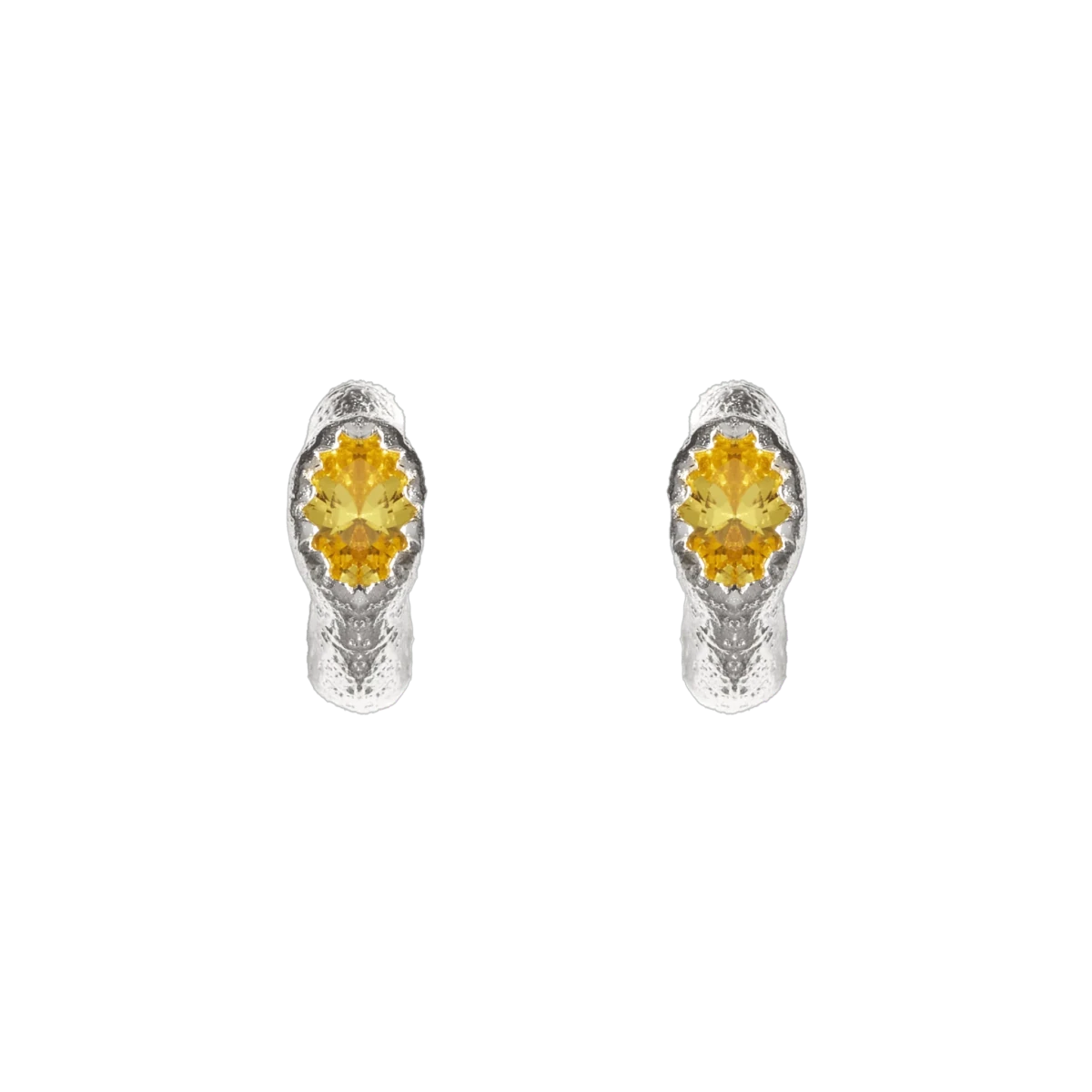 Boucles d'oreilles Halo Argent Citrine Adda Studio - Ex-voto