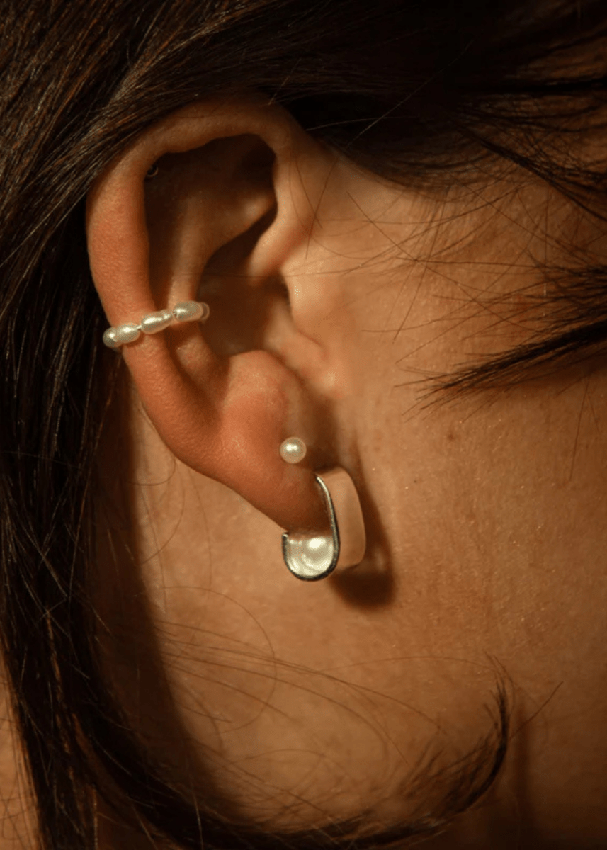 Boucles d'Oreilles Hoops Perle Cachée Argent Sarah Bijoux - Ex - voto