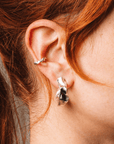Boucles d'oreilles Moyens Hoops Étoffe Argent Sarah Bijoux - Ex - voto