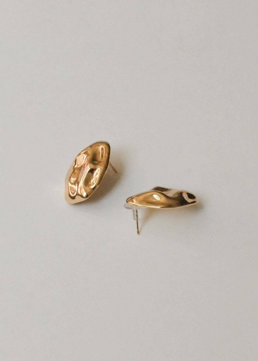 Boucles d'Oreilles Ovales Texturées Dorées Nar'sha - Ex - voto