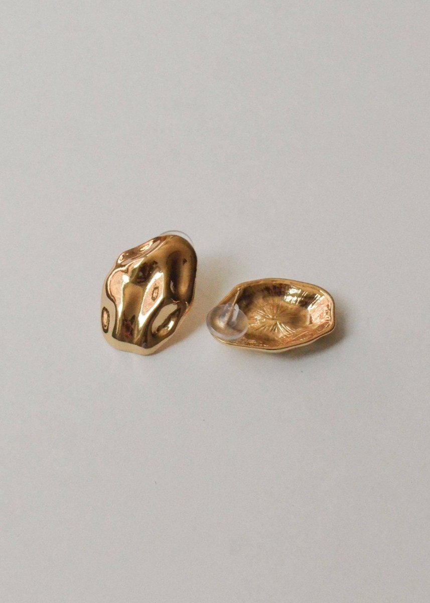 Boucles d'Oreilles Ovales Texturées Dorées Nar'sha - Ex - voto