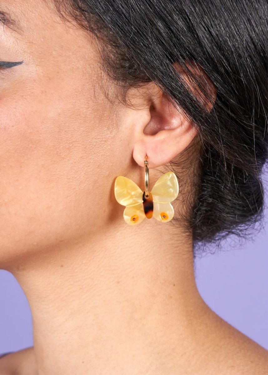 Boucles d'oreilles Papillon Jaune Coucou Suzette - Ex - voto