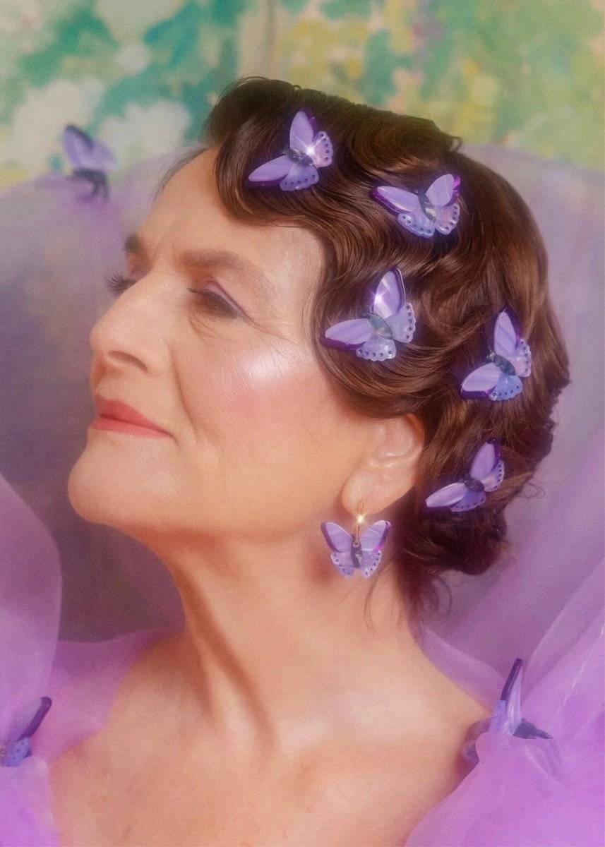 Boucles d'oreilles Papillon Mauve Coucou Suzette - Ex - voto