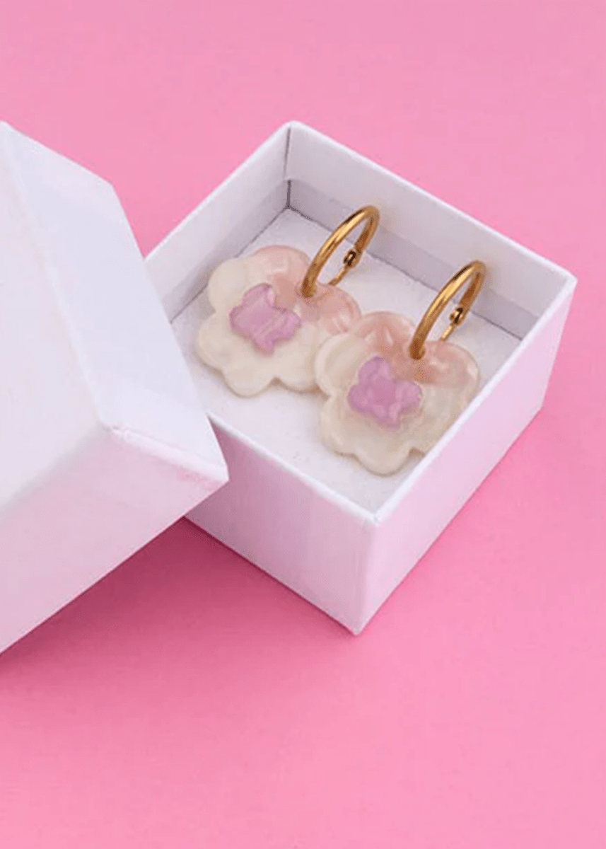 Boucles d'oreilles Pensées Roses Coucou Suzette - SOLDE Vente Finale - Ex - voto