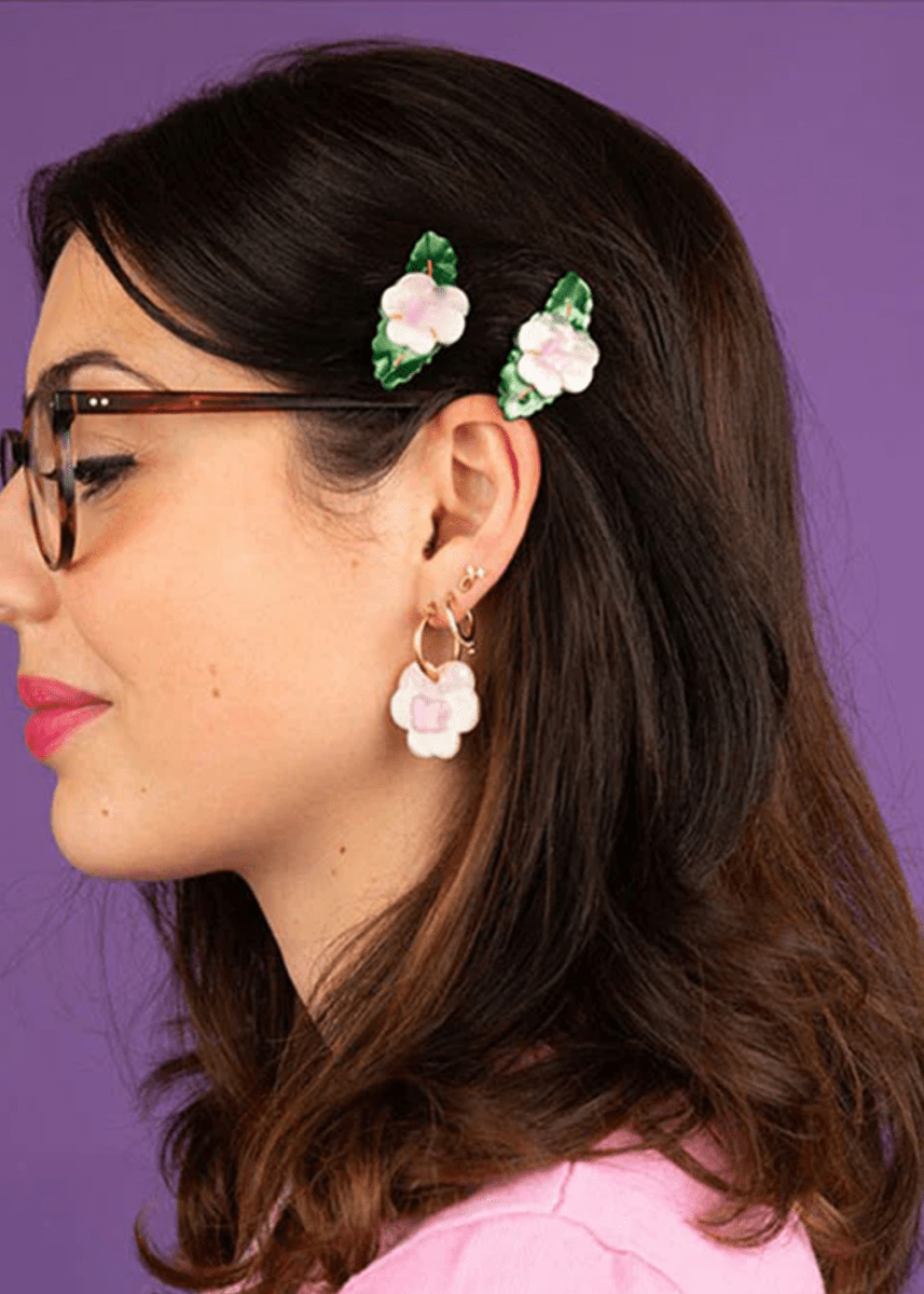 Boucles d'oreilles Pensées Roses Coucou Suzette - SOLDE Vente Finale - Ex - voto