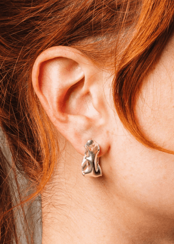 Boucles d'oreilles Petits Hoops Étoffe Argent Sarah Bijoux - Ex - voto