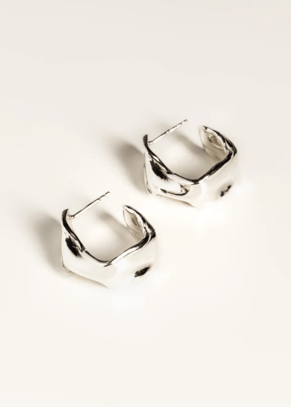 Boucles d'oreilles Petits Hoops Étoffe Argent Sarah Bijoux - Ex - voto