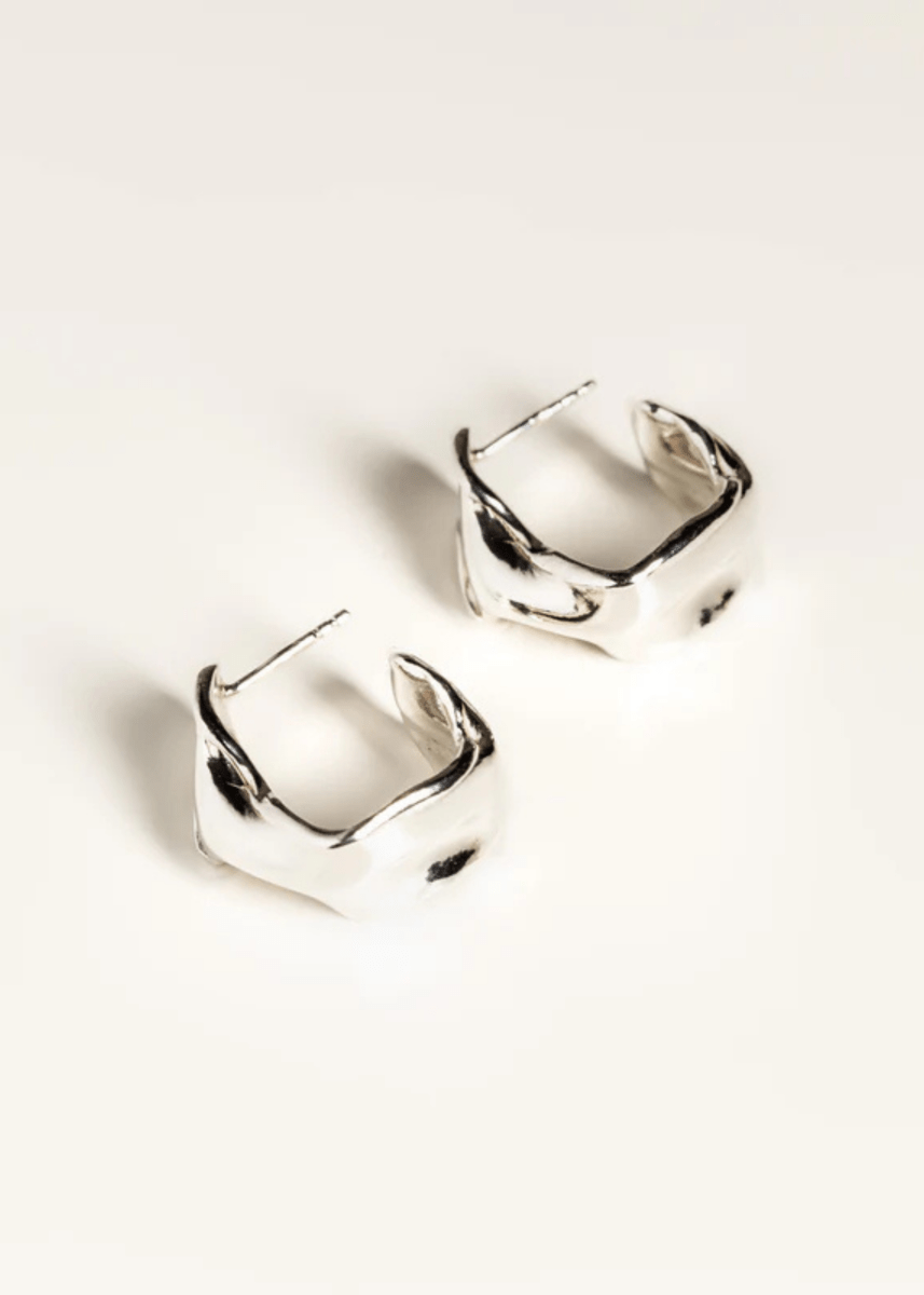 Boucles d'oreilles Petits Hoops Étoffe Argent Sarah Bijoux - Ex - voto