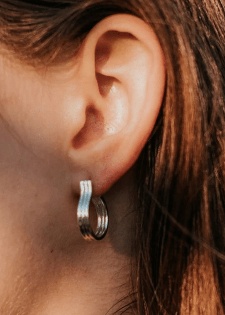 Boucles d'oreilles Petits Hoops Triolet Argent Sarah Bijoux - Ex - voto