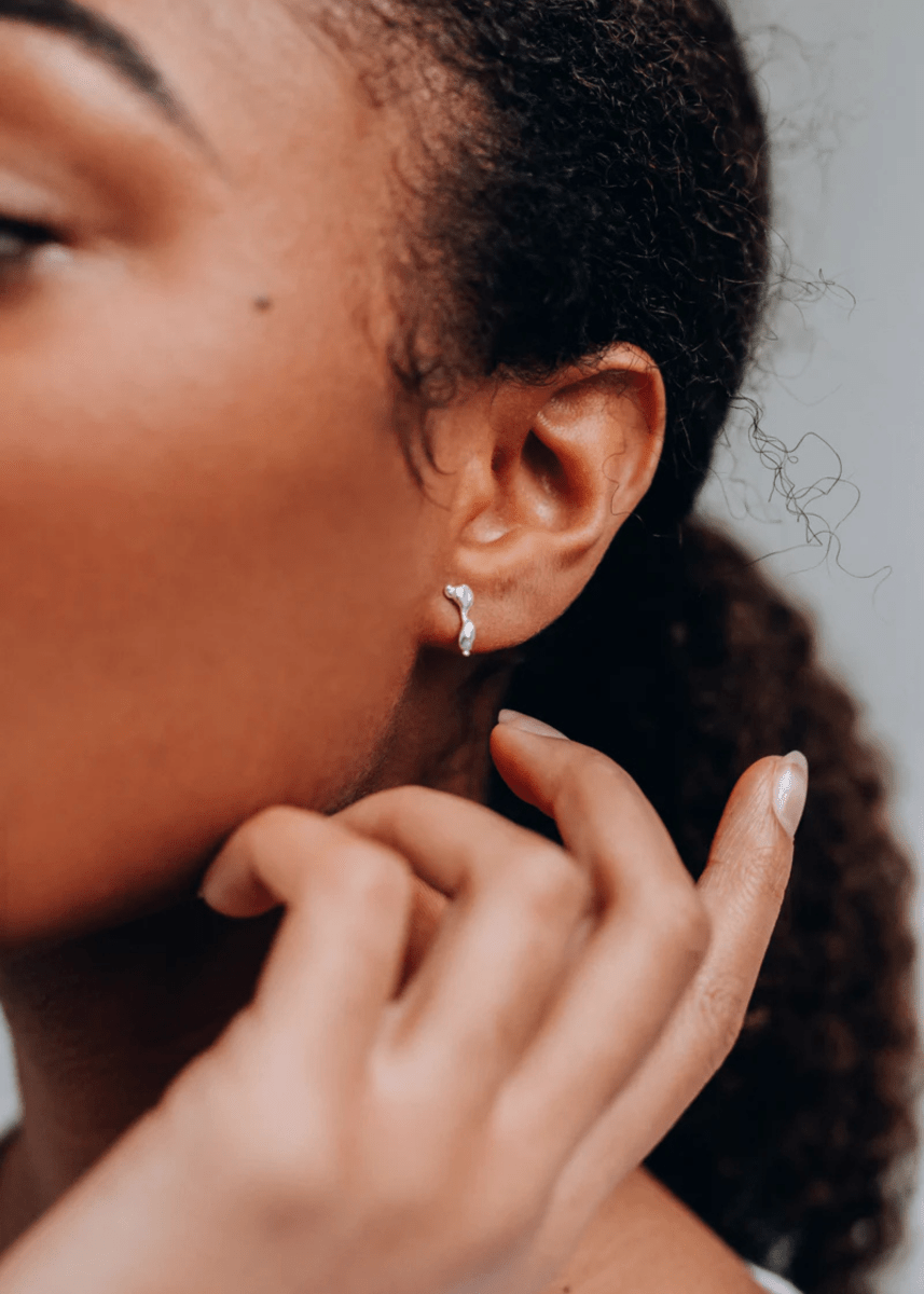 Boucles d'oreilles Studs Pépite Funk Argent Sarah Bijoux - Ex - voto
