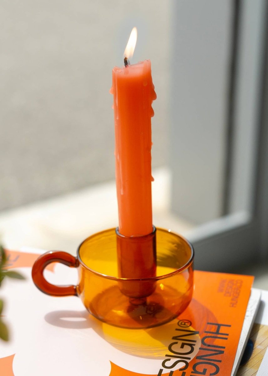 Bougeoir Classique Cristal Ambre H.Ferretti - Ex - voto