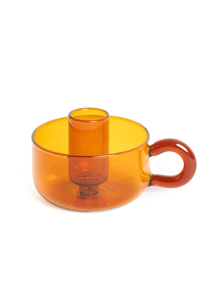 Bougeoir Classique Cristal Ambre H.Ferretti - Ex - voto