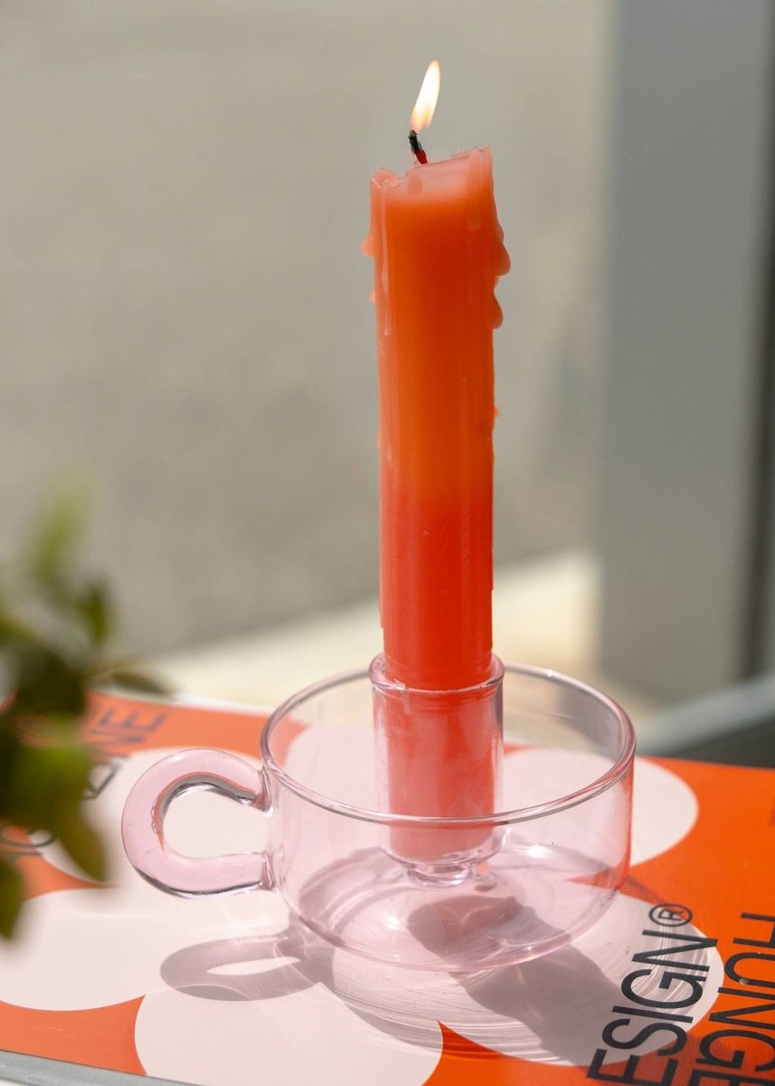 Bougeoir Classique Cristal Rose H.Ferretti - Ex - voto