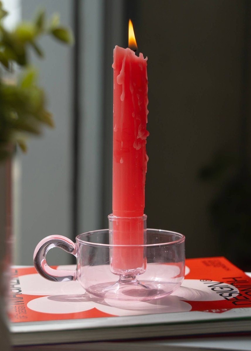 Bougeoir Classique Cristal Rose H.Ferretti - Ex - voto