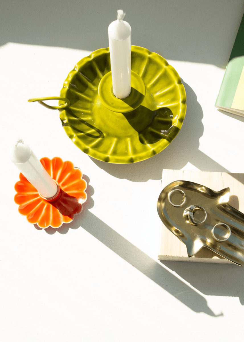 Bougeoir Floral Orange H.Ferretti - Ex - voto