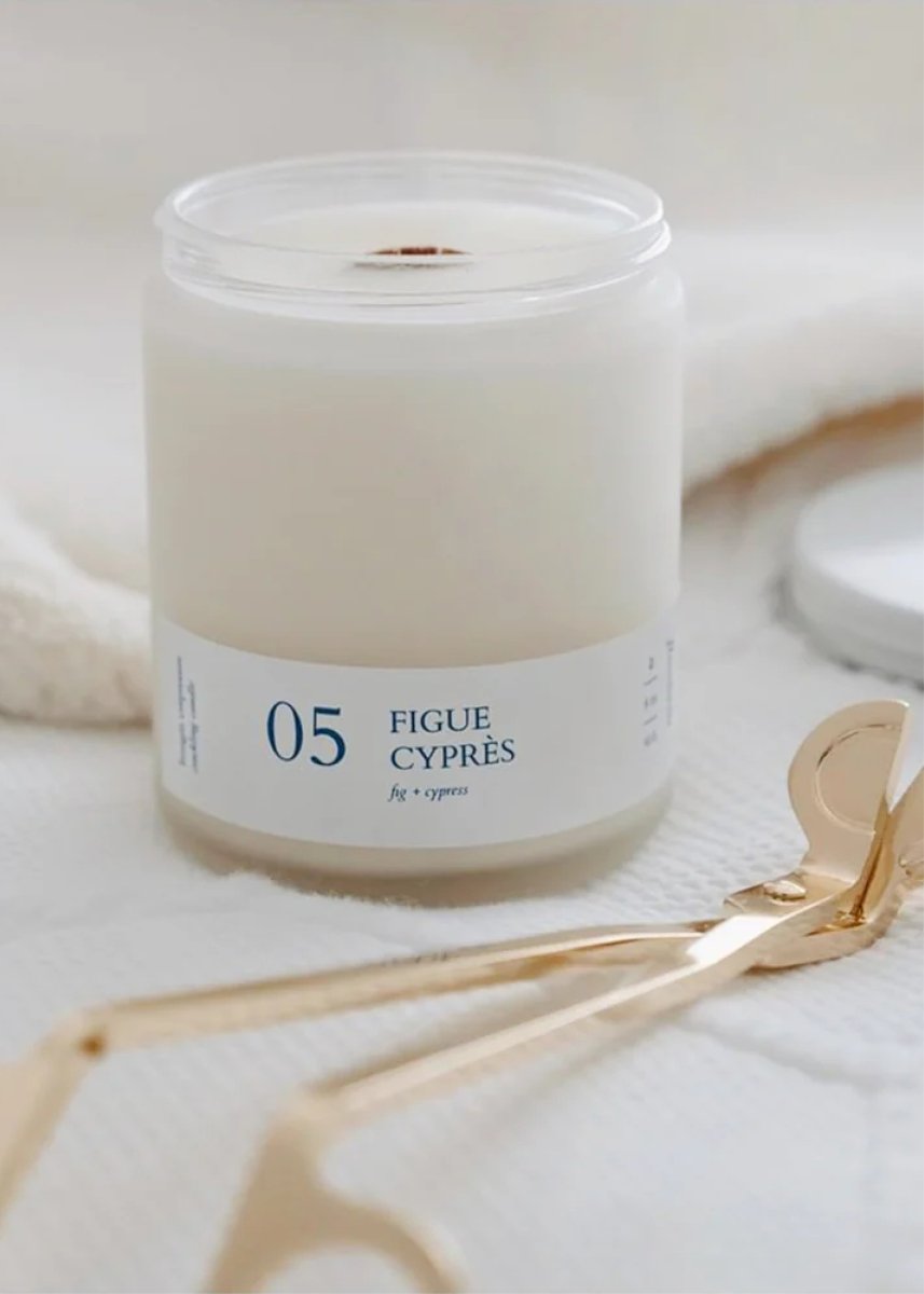 Bougie crépitante Flambette 05 - Figue + Cyprès 4oz - Ex - voto