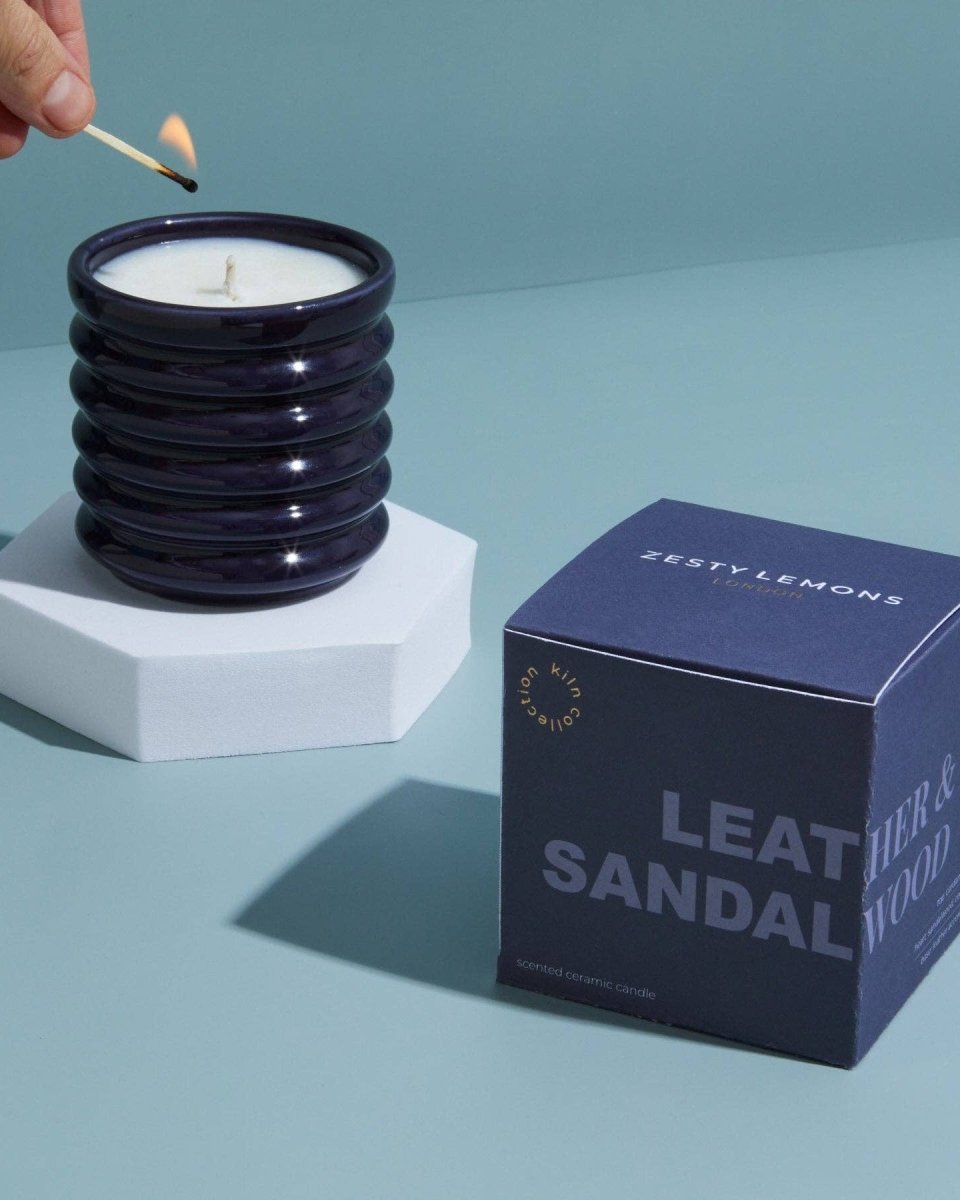 Bougie Cuir et Bois de Santal Zesty Lemons - Ex - voto