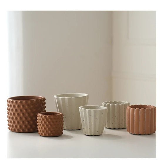 Cache Pot Petit Blanc Texturé (plusieurs motifs disponibles) EVC - Ex - voto