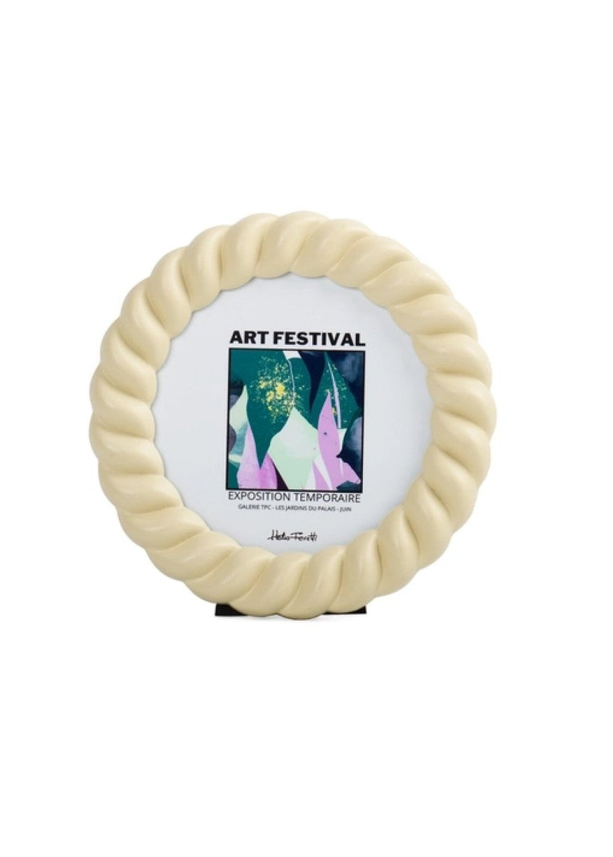 Cadre Photo Ovale Tressé Jaune Pâle 5 x 7 H.Ferretti - Ex - voto