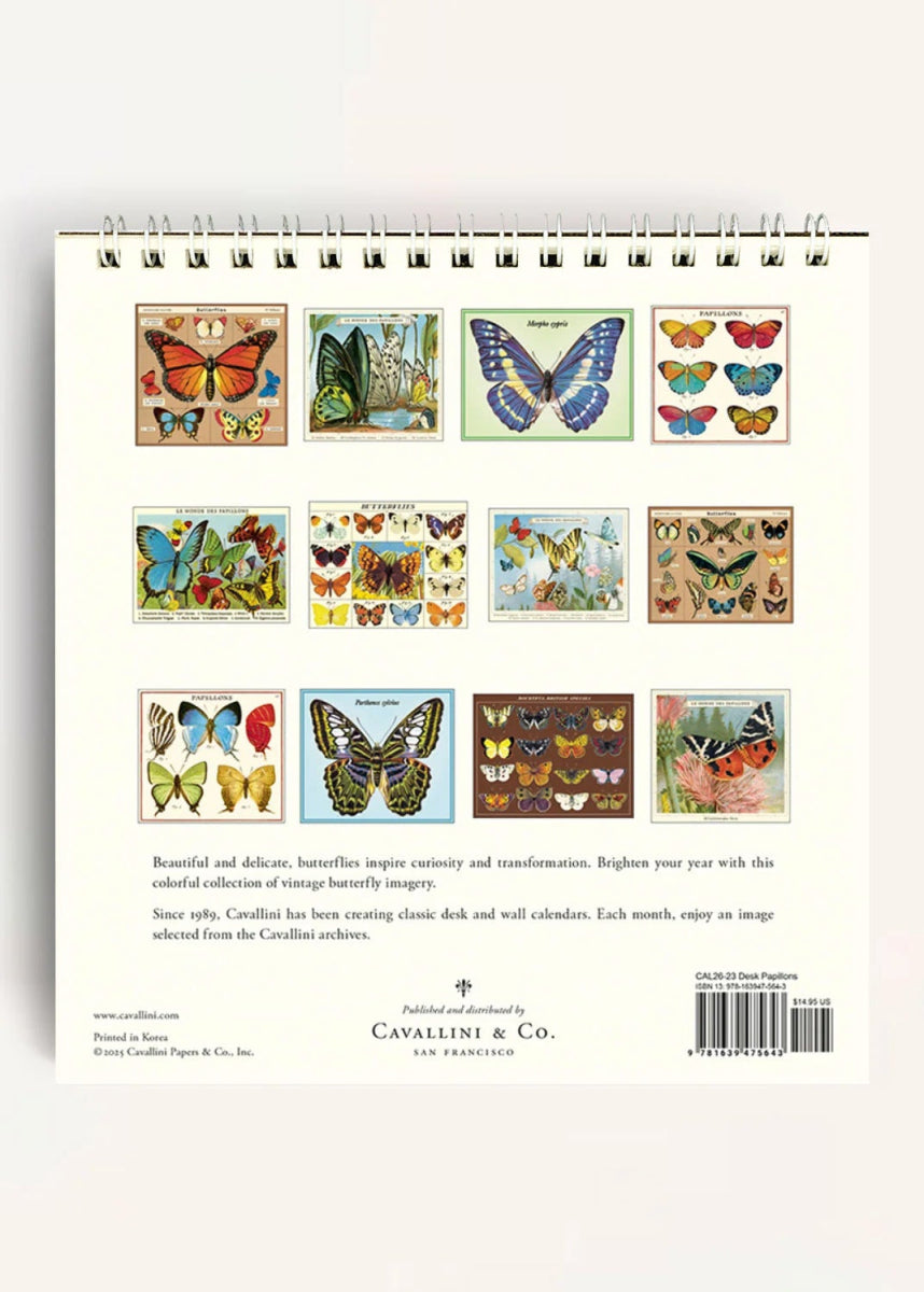 Calendrier de Bureau 2026 Papillons Cavallini - Ex - voto