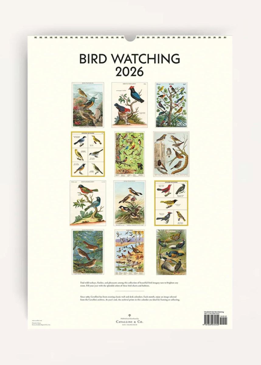 Calendrier Mural 2026 Bird Watching Cavallini - Ex - voto