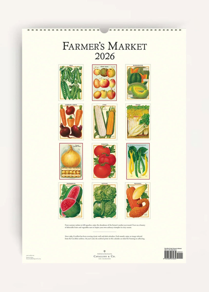 Calendrier Mural 2026 Farmer's Market Cavallini - Ex - voto