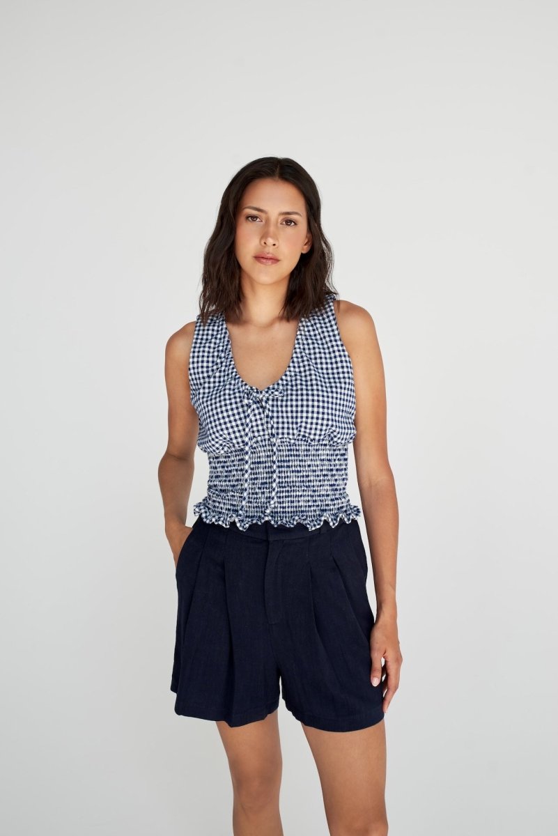 Camisole Alix Gingam Bleu Dailystory - Ex - voto