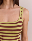 Camisole Avielle Rayures Vertes Damson Madder - Ex - voto