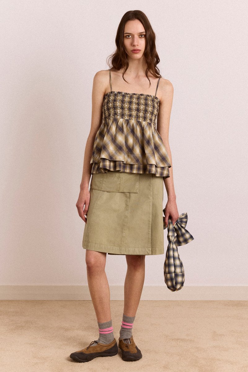 Camisole Azalea Carreaux Cardamome Damson Madder - Ex-voto