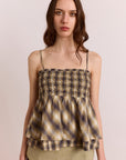 Camisole Azalea Carreaux Cardamome Damson Madder - Ex-voto