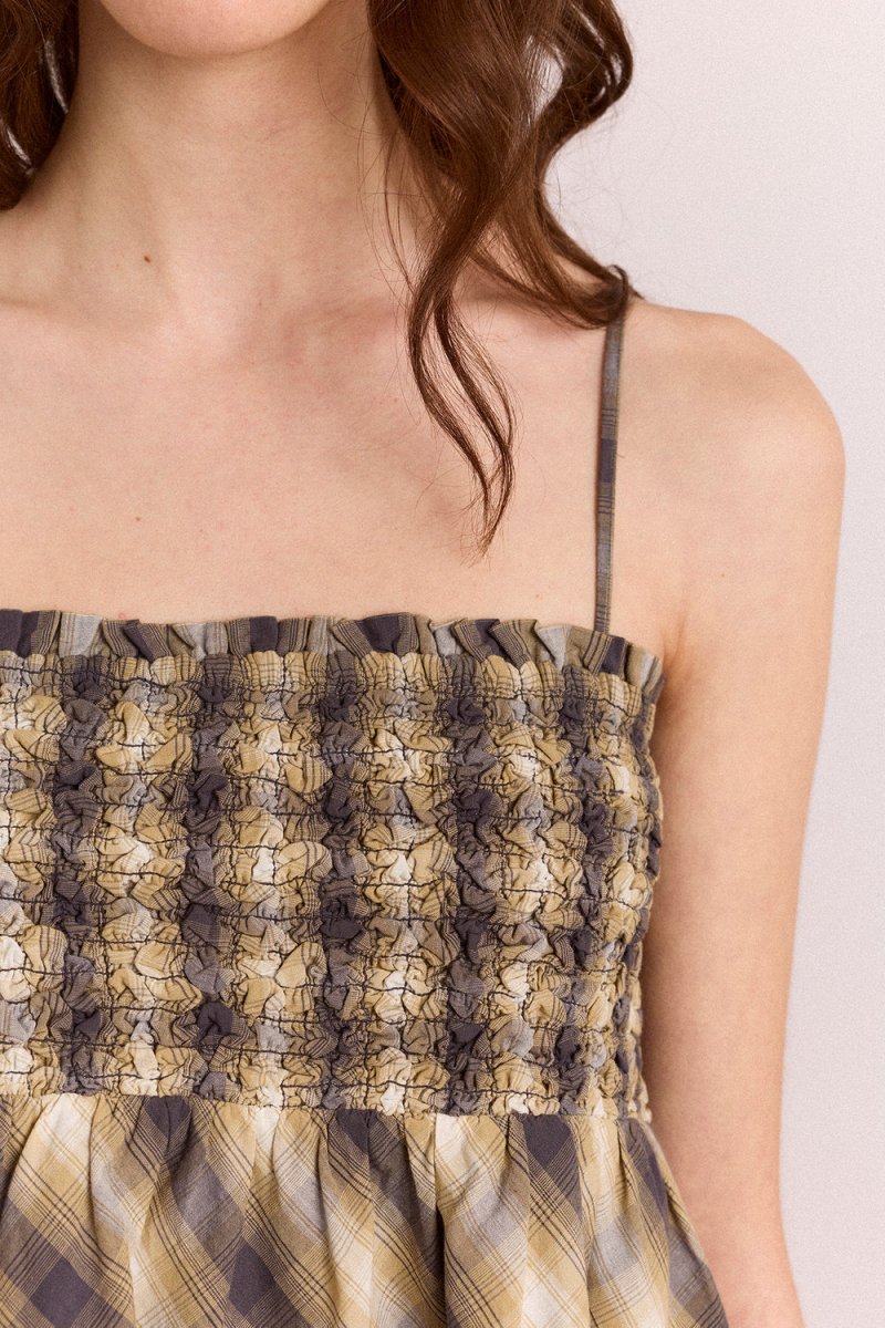 Camisole Azalea Carreaux Cardamome Damson Madder - Ex-voto