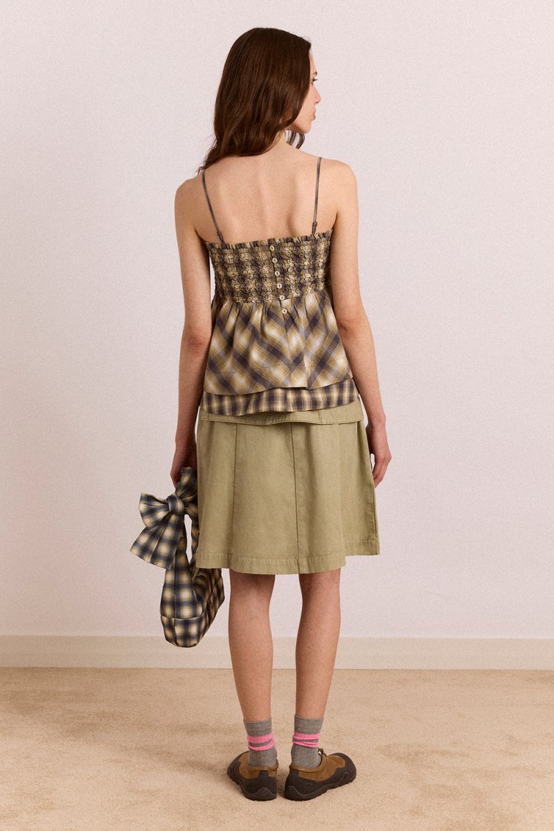 Camisole Azalea Carreaux Cardamome Damson Madder - Ex-voto