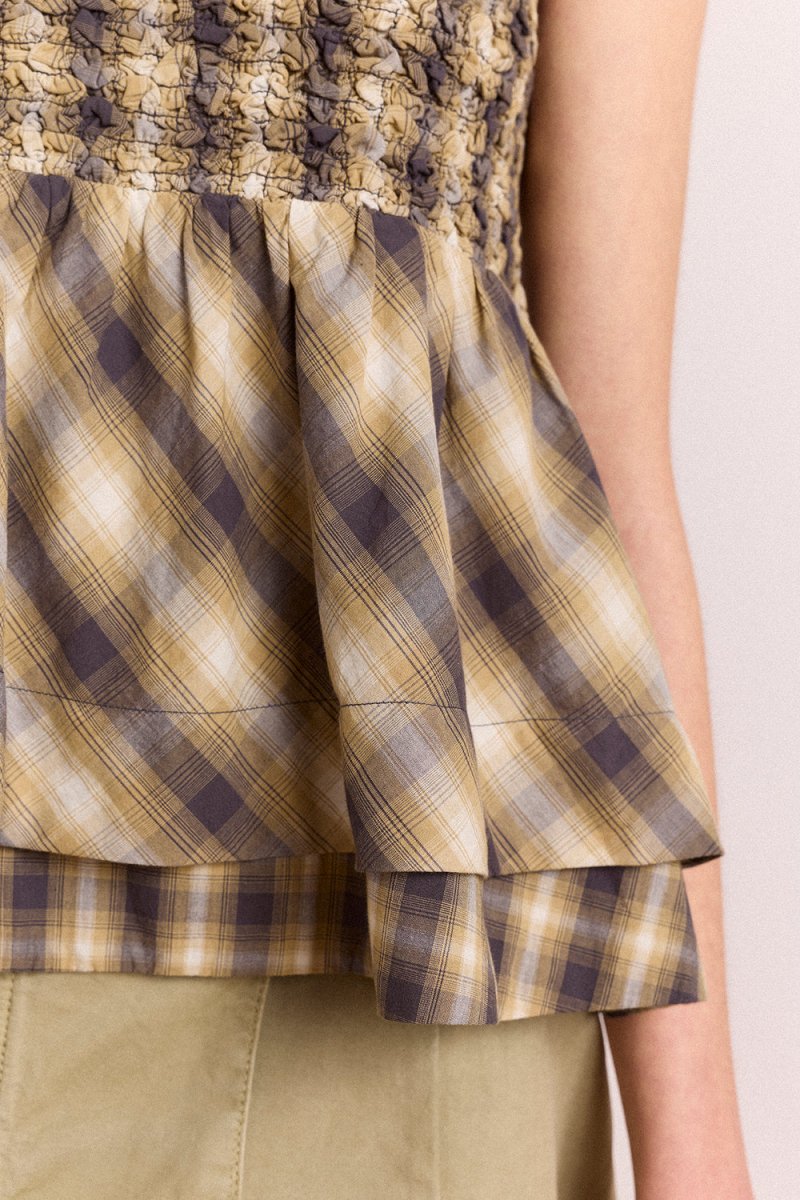 Camisole Azalea Carreaux Cardamome Damson Madder - Ex-voto