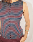 Camisole Boutonnée à Rayures Bourgognes Bailey Rose - Ex-voto