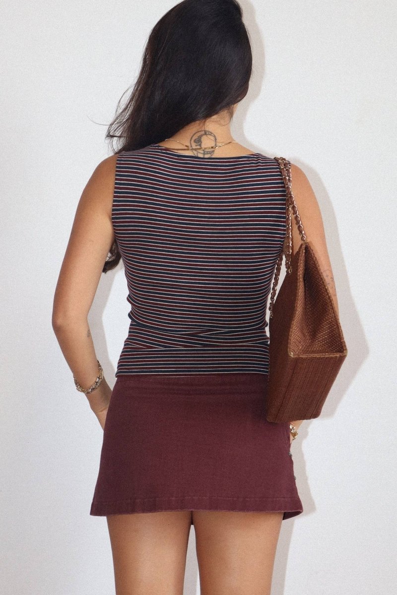 Camisole Boutonnée à Rayures Bourgognes Bailey Rose - Ex-voto