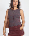 Camisole Boutonnée à Rayures Bourgognes Bailey Rose - Ex-voto