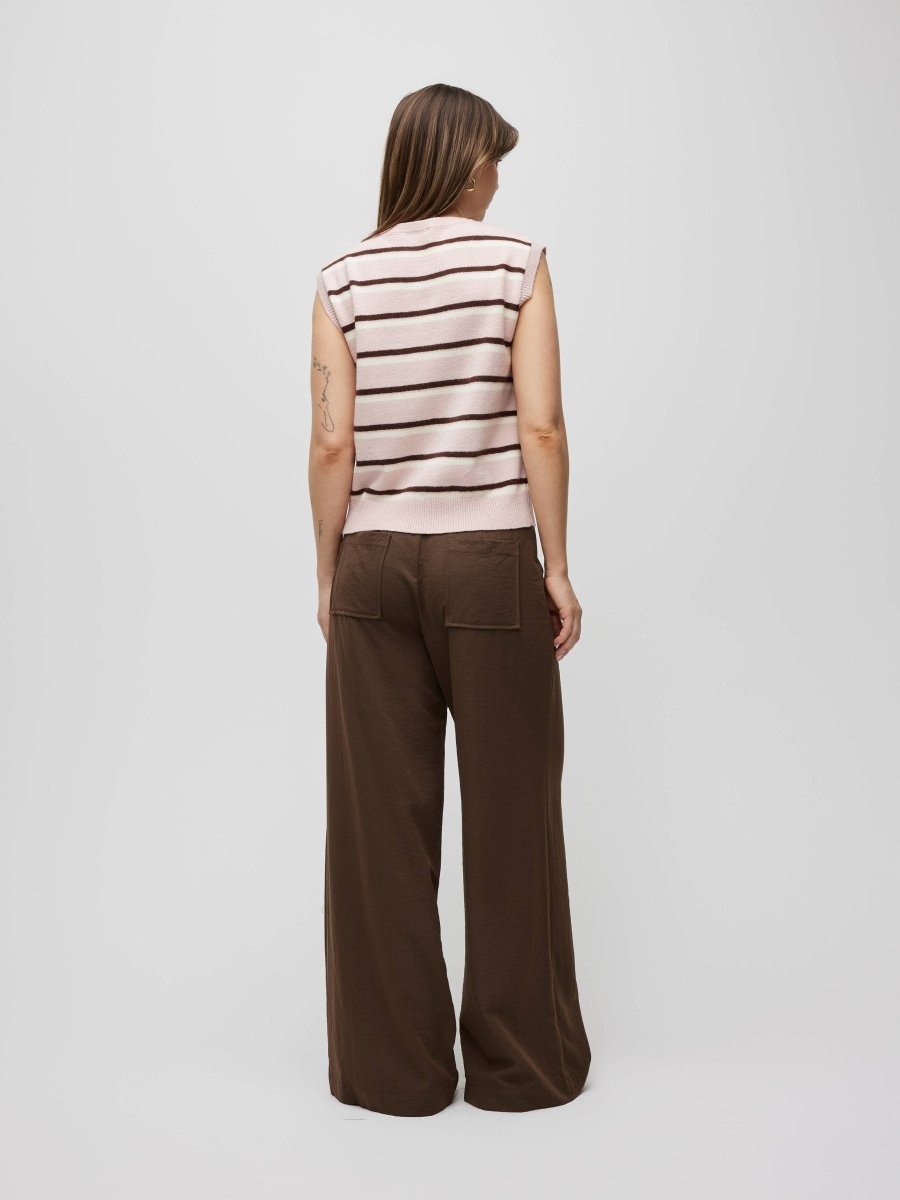 Camisole Boutonnée Emory Rayures Roses, Brunes et Ivoires All Row - Ex - voto