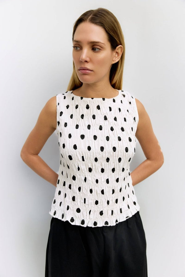 Camisole Natalie Blanche à Pois All Row - Ex - voto