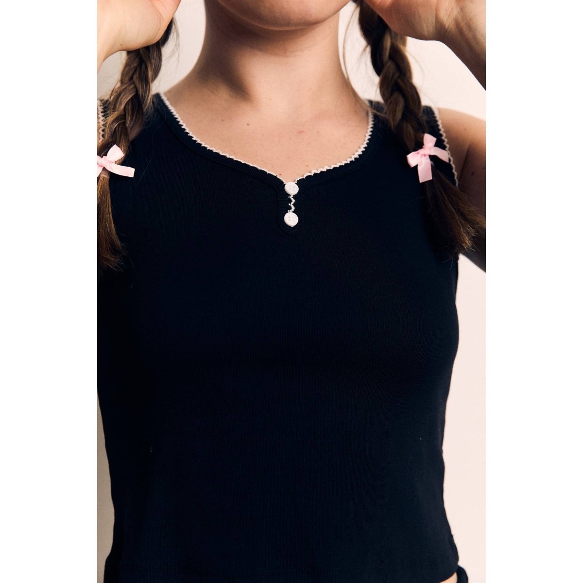 Camisole Noire Couture Contrastée The Blank Lab - Ex - voto