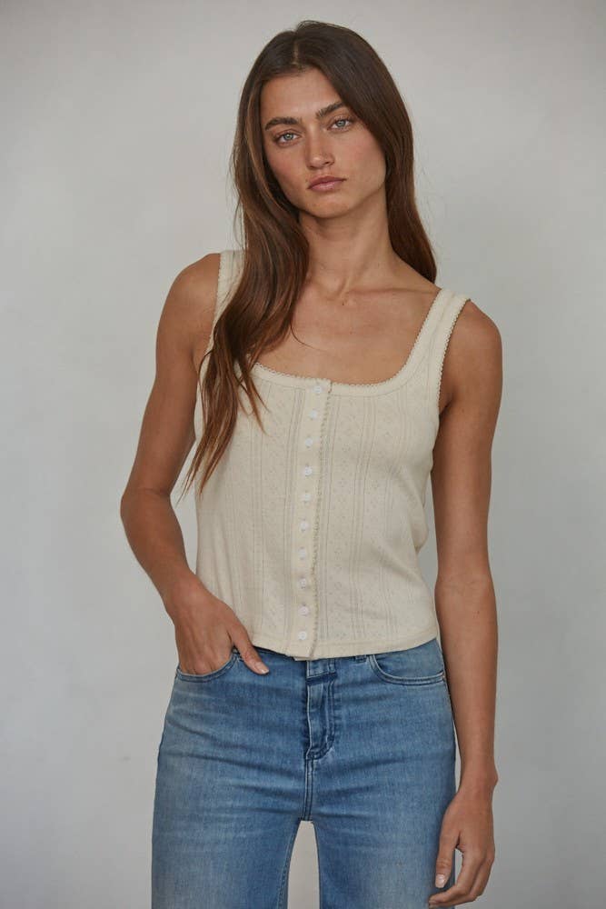 Camisole Pointelle Crème By Together - Ex - voto