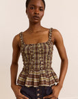 Camisole Raphi Carreaux Coco Damson Madder - Ex-voto