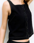 Camisole Romy Noire Coutures Contrastantes Mod Ref - Ex - voto