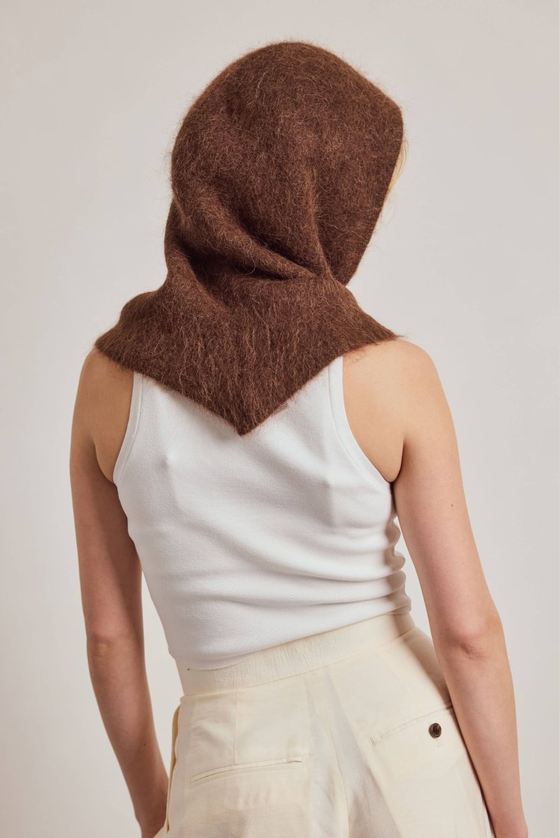 Capuchon avec foulard en Alpaca Brun Chocolat Arctic Fox - Ex-voto