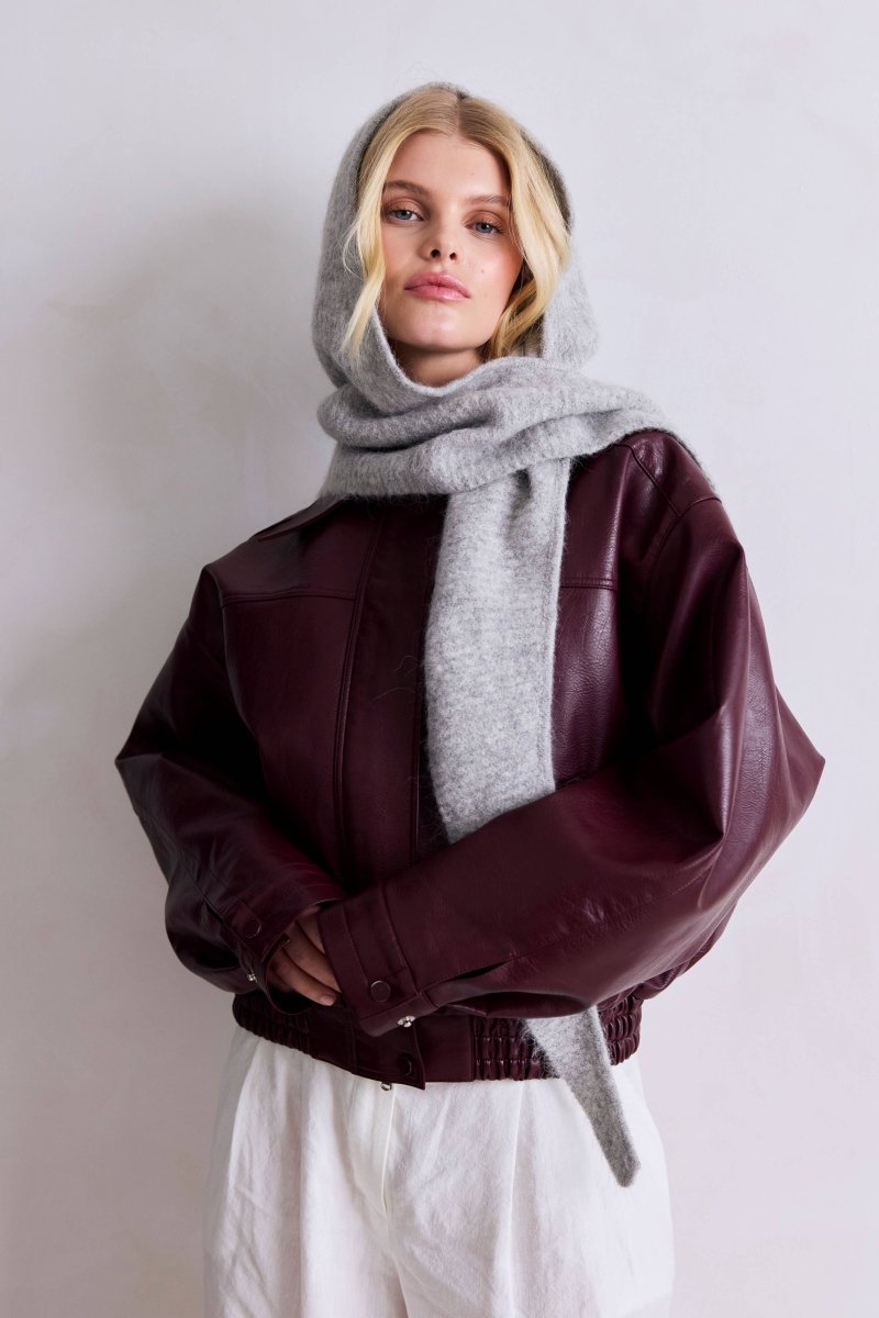 Capuchon avec foulard en Alpaca Gris Clair Arctic Fox - Ex - voto