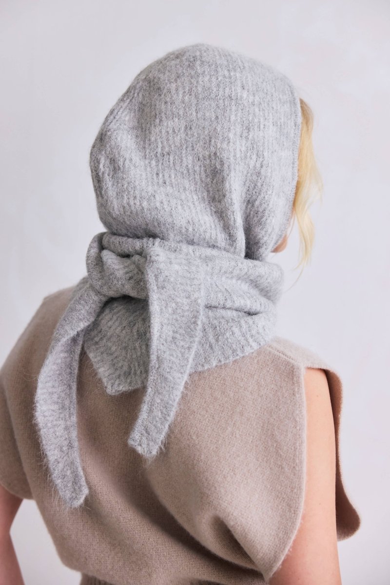 Capuchon avec foulard en Alpaca Gris Clair Arctic Fox - Ex - voto