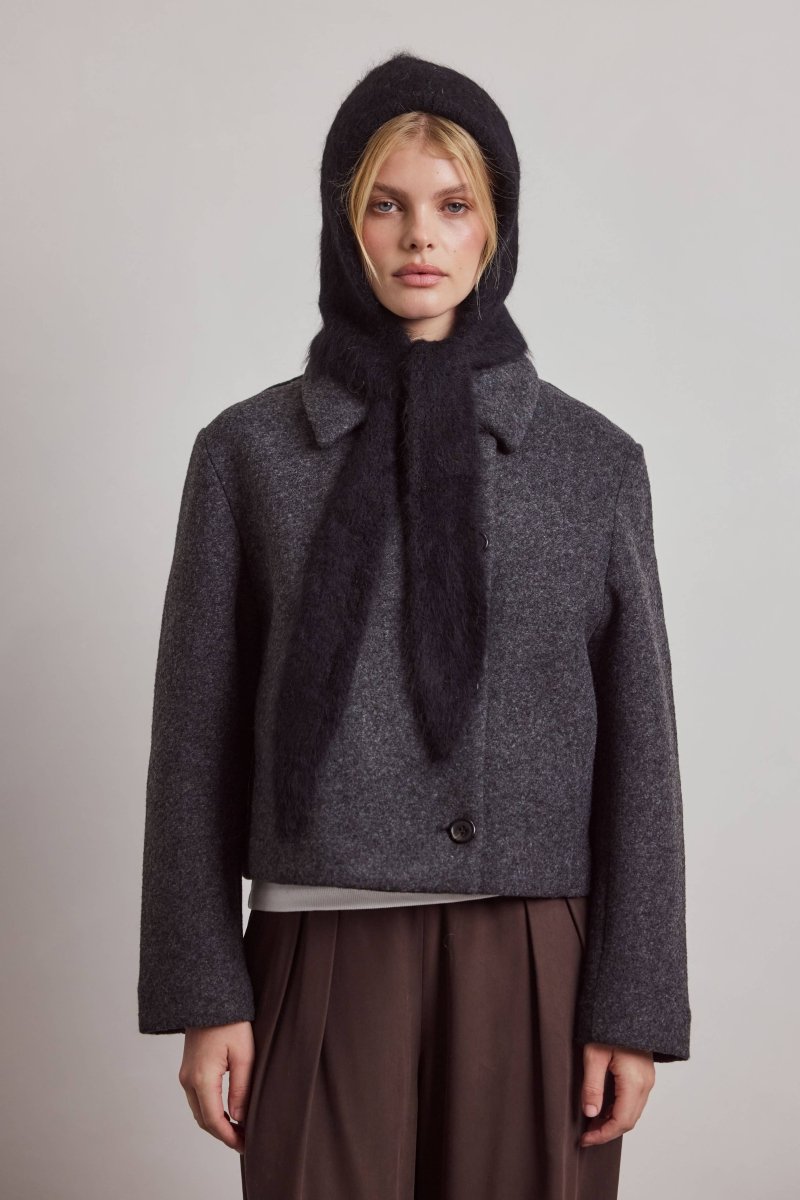 Capuchon avec foulard en Alpaca Noir Arctic Fox - Ex-voto