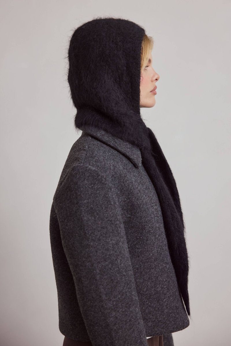Capuchon avec foulard en Alpaca Noir Arctic Fox - Ex-voto