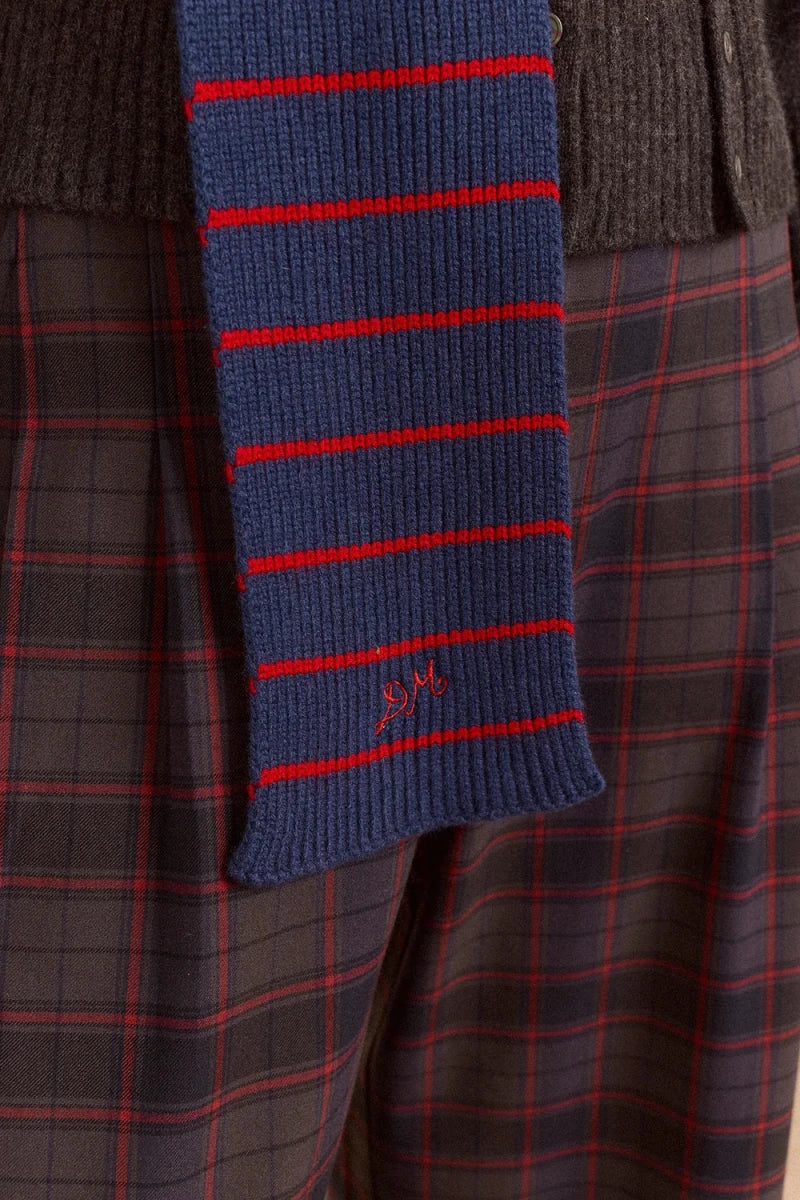 Capuchon avec Foulard Rayé Bleu et Rouge Damson Madder - Ex-voto