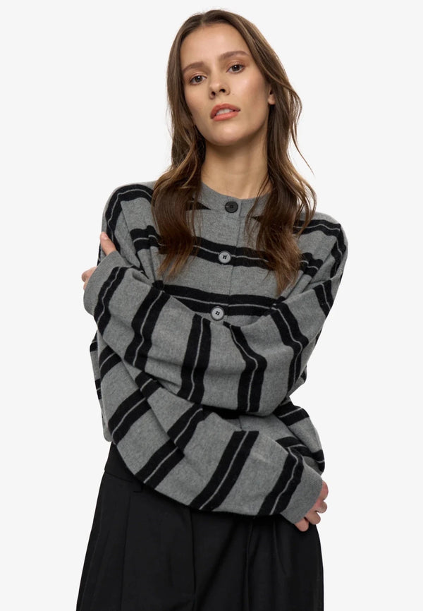 Cardigan Assiana Minimum Rayures Grises - Ex-voto